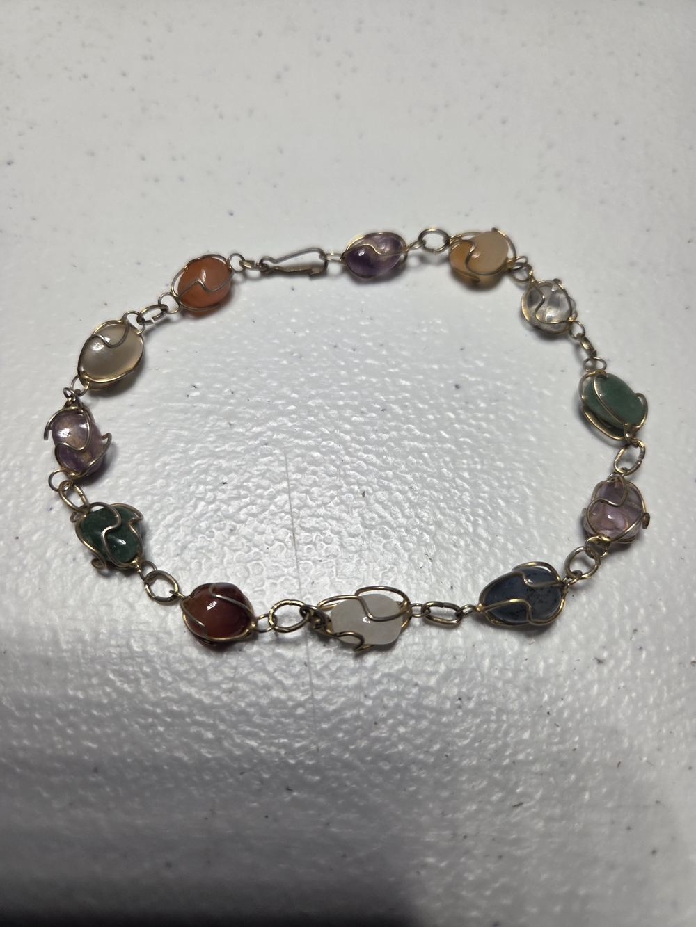 Vintage 1960s/1970s Multi-Stone Caged Gemstone Anklet